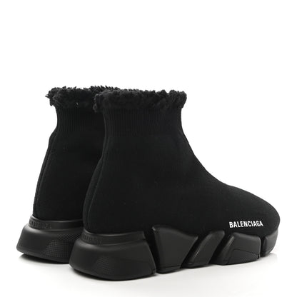 Balenciaga Technical 3D Recycled Knit Faux Fur Womens Speed 2.0 Sneakers 37 Black 4 of 7
