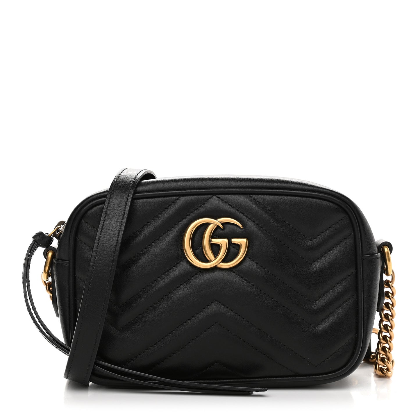 Calfskin Matelasse Mini GG Marmont Chain Shoulder Bag Black
