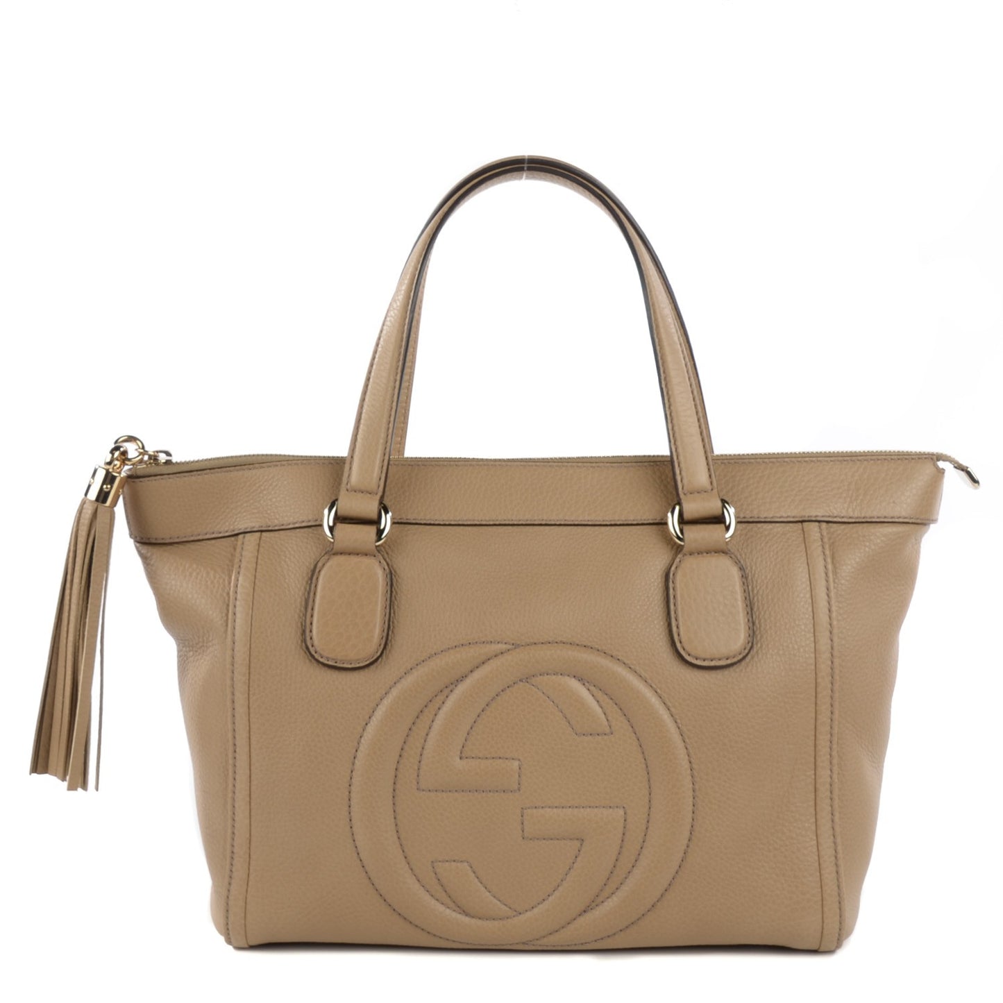 Pebbled Calfskin Small Soho Top Handle Bag Cream