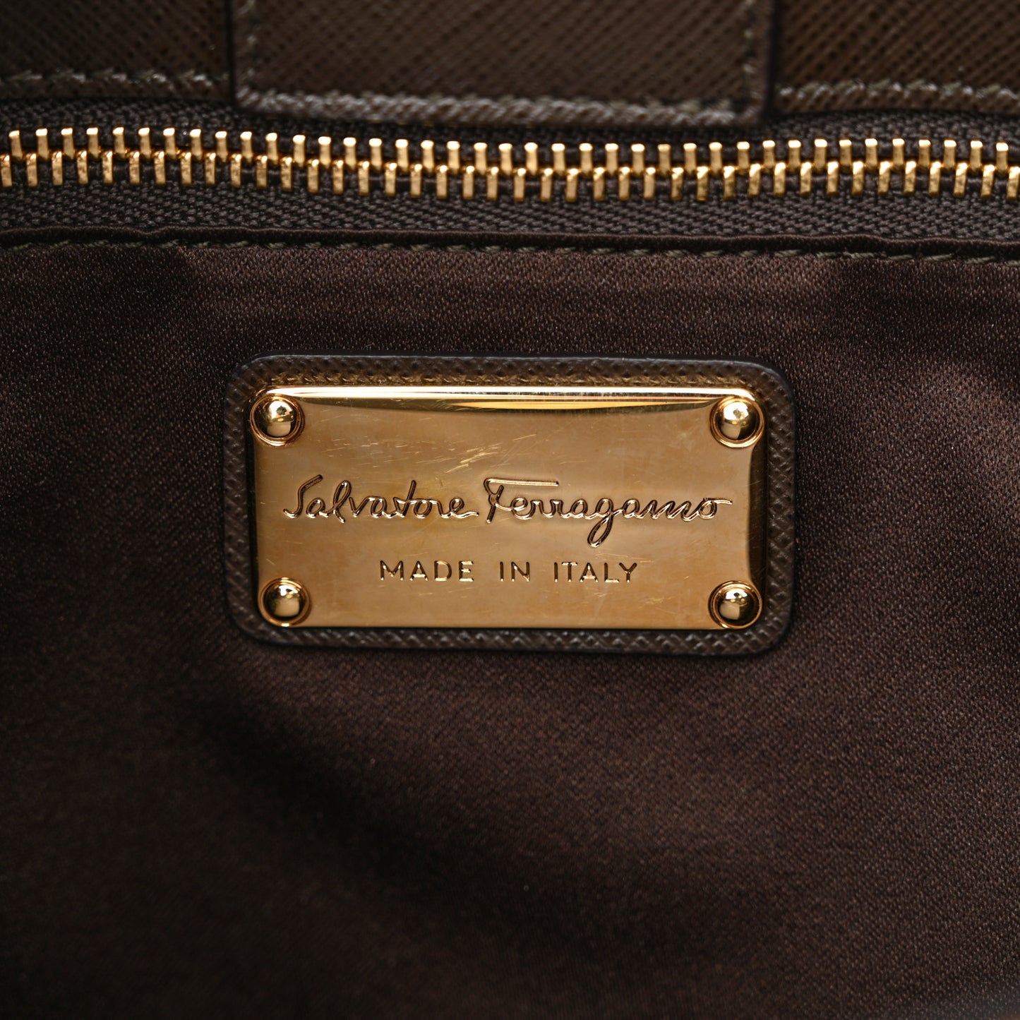 Hammered Calfskin Vany Bow Chain Tote Cacao