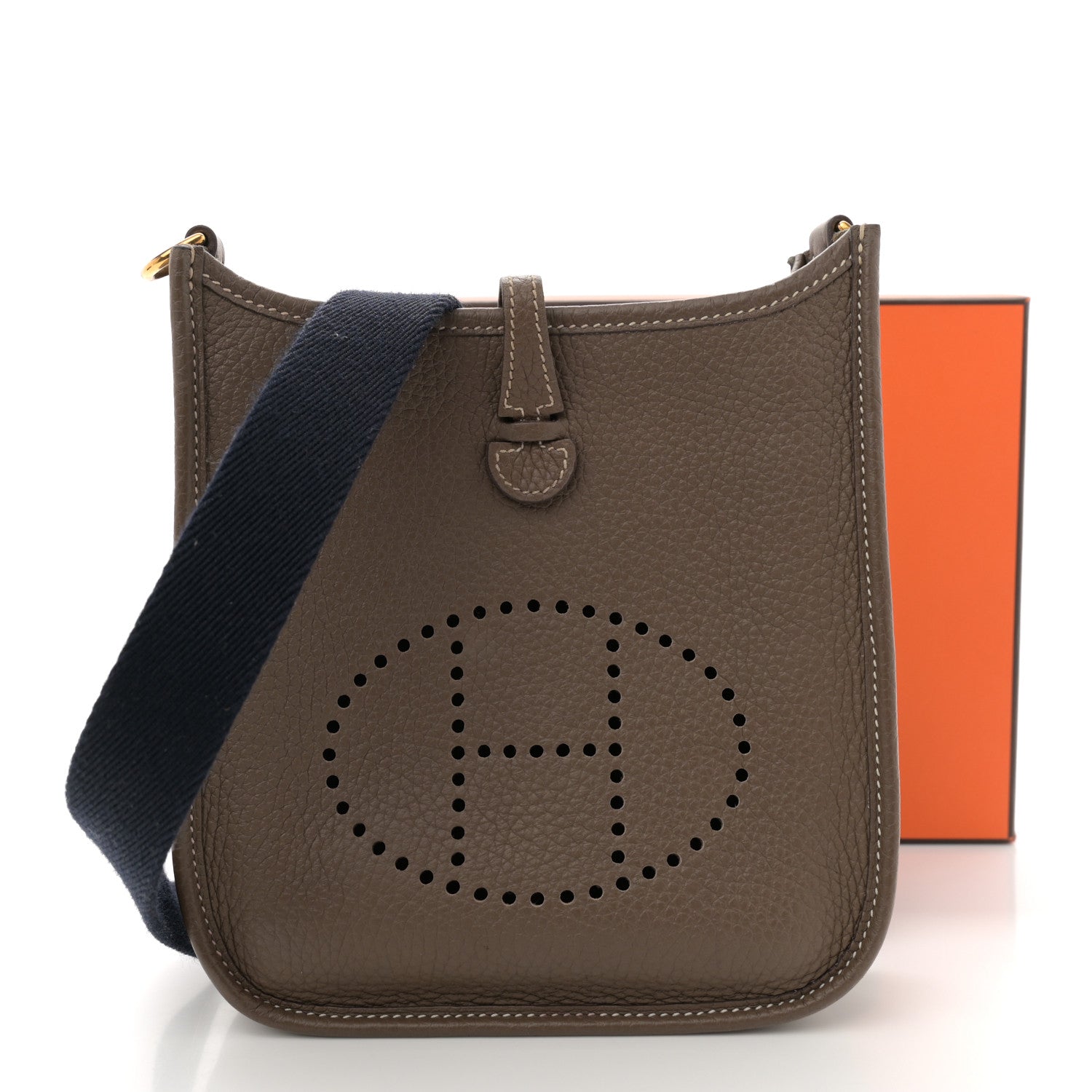 Hermes Taurillon Clemence Amazone Evelyne TPM Etoupe Bleu Indigo 12 of 12