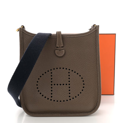 Hermes Taurillon Clemence Amazone Evelyne TPM Etoupe Bleu Indigo 12 of 12