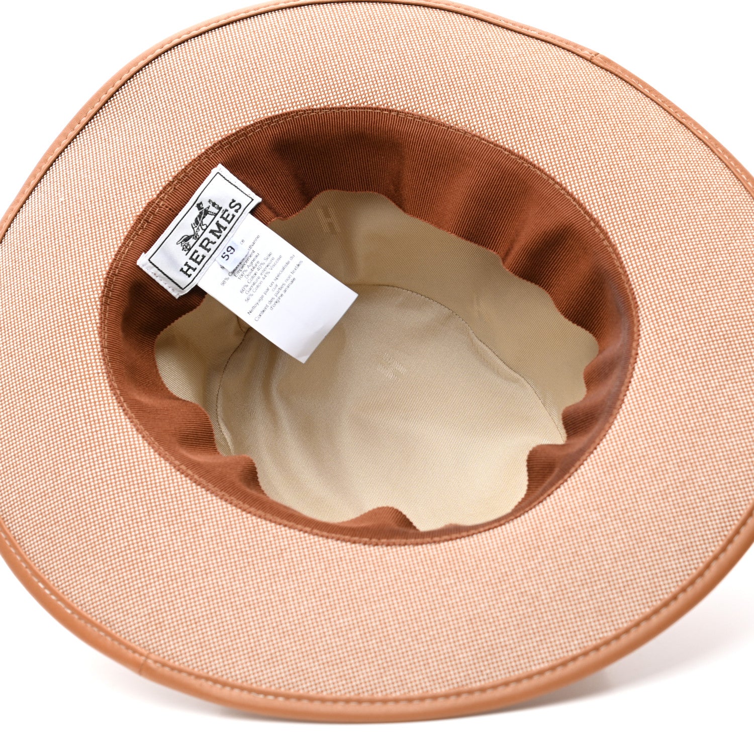 Hermes Stretch H Cotton Canvas Lambskin Ossie Hat 59 8 of 10