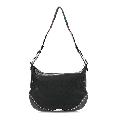 Gucci Calfskin Embossed Monogram Studded Pelham Messenger Bag Black 1 of 12