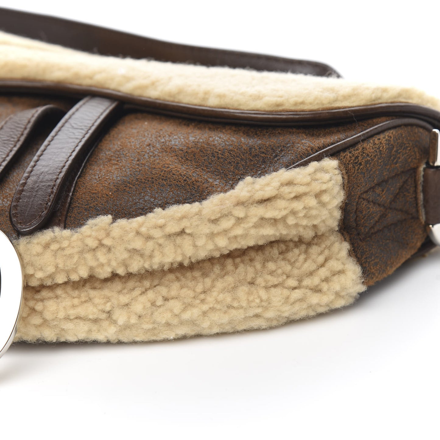Shearling Flight Saddle Bag Brown