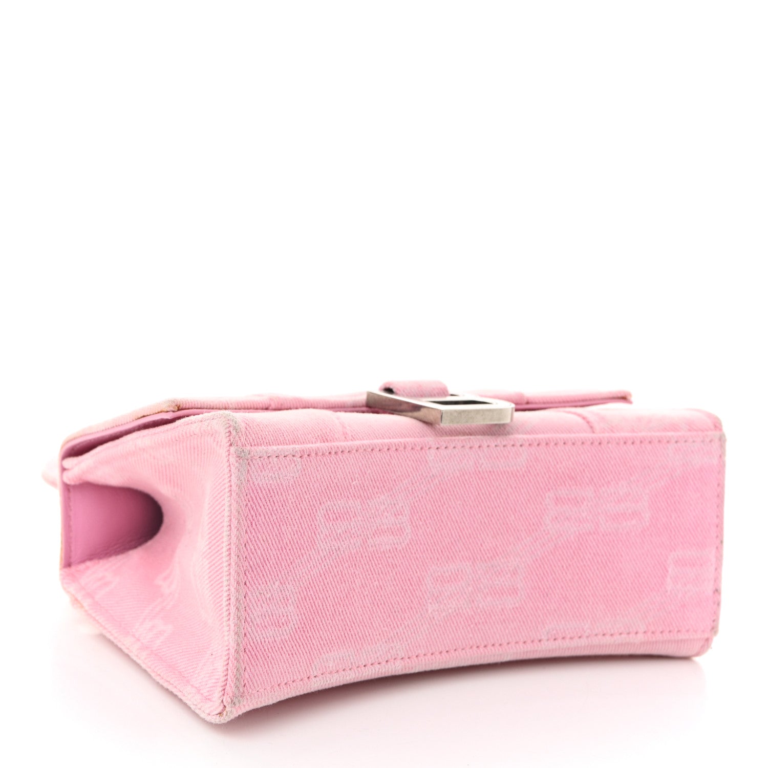 Balenciaga Washed Denim BB Monogram Hourglass Top Handle Bag XS Pink 4 of 13