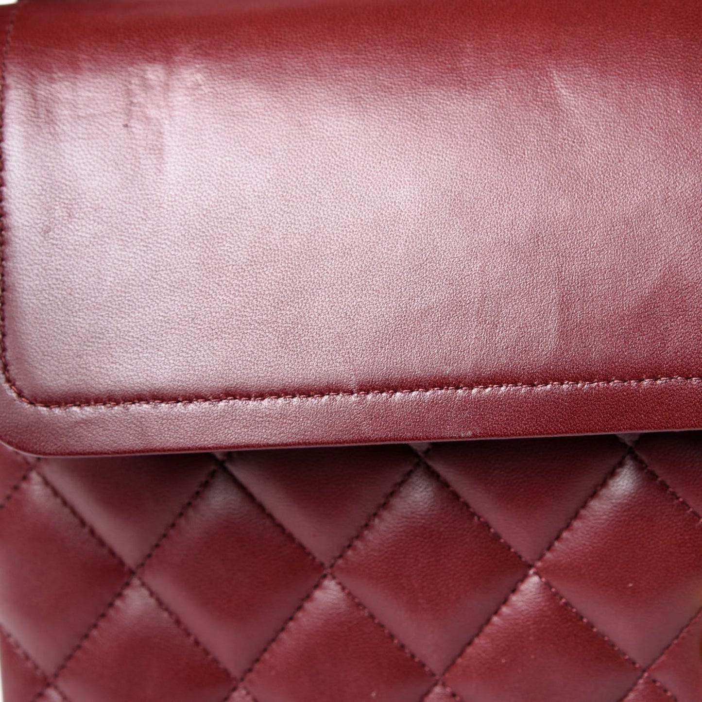 Lambskin Quilted Jumbo Double Flap Burgundy