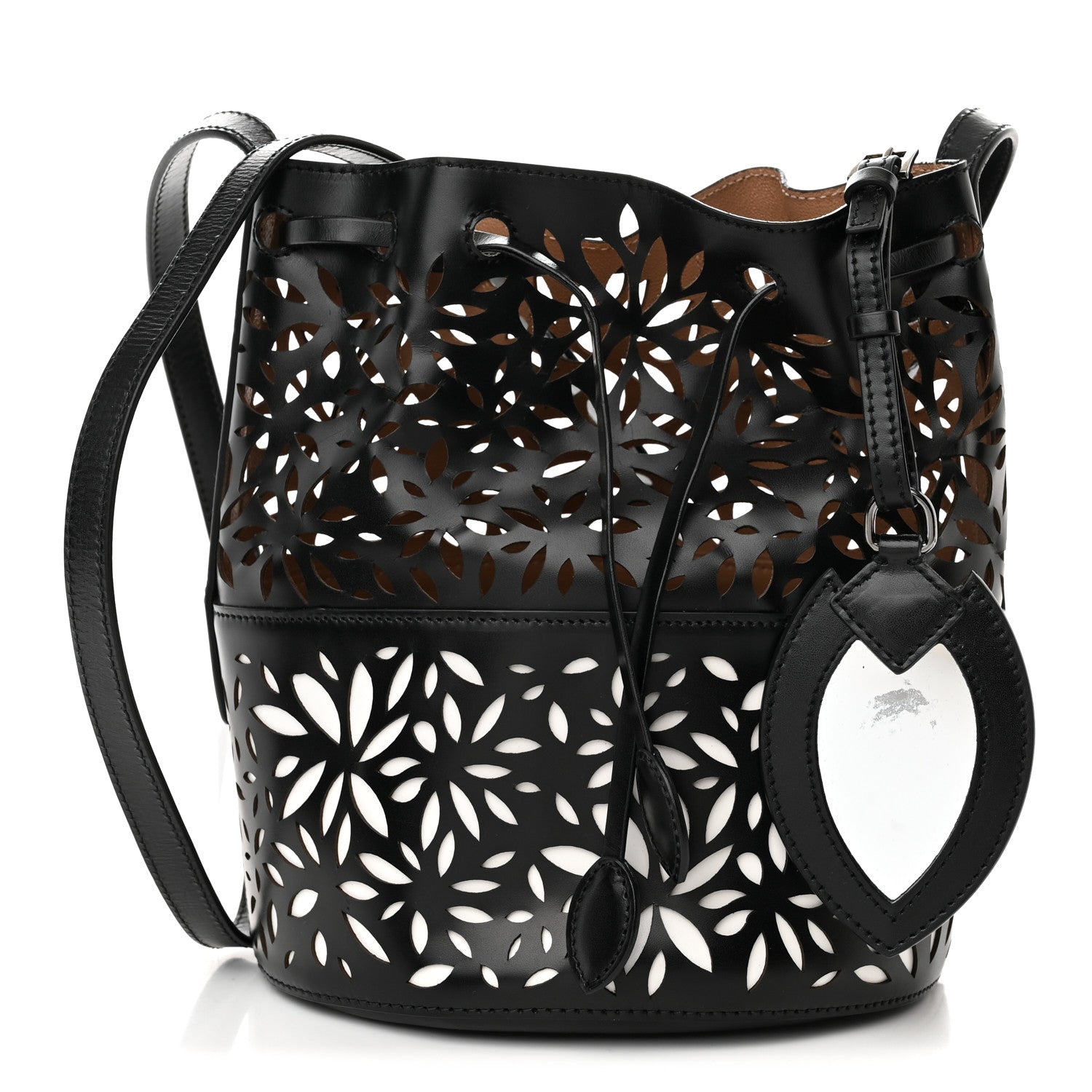 Alaia Calfskin Laser Cut Bucket Bag Black 1 of 11