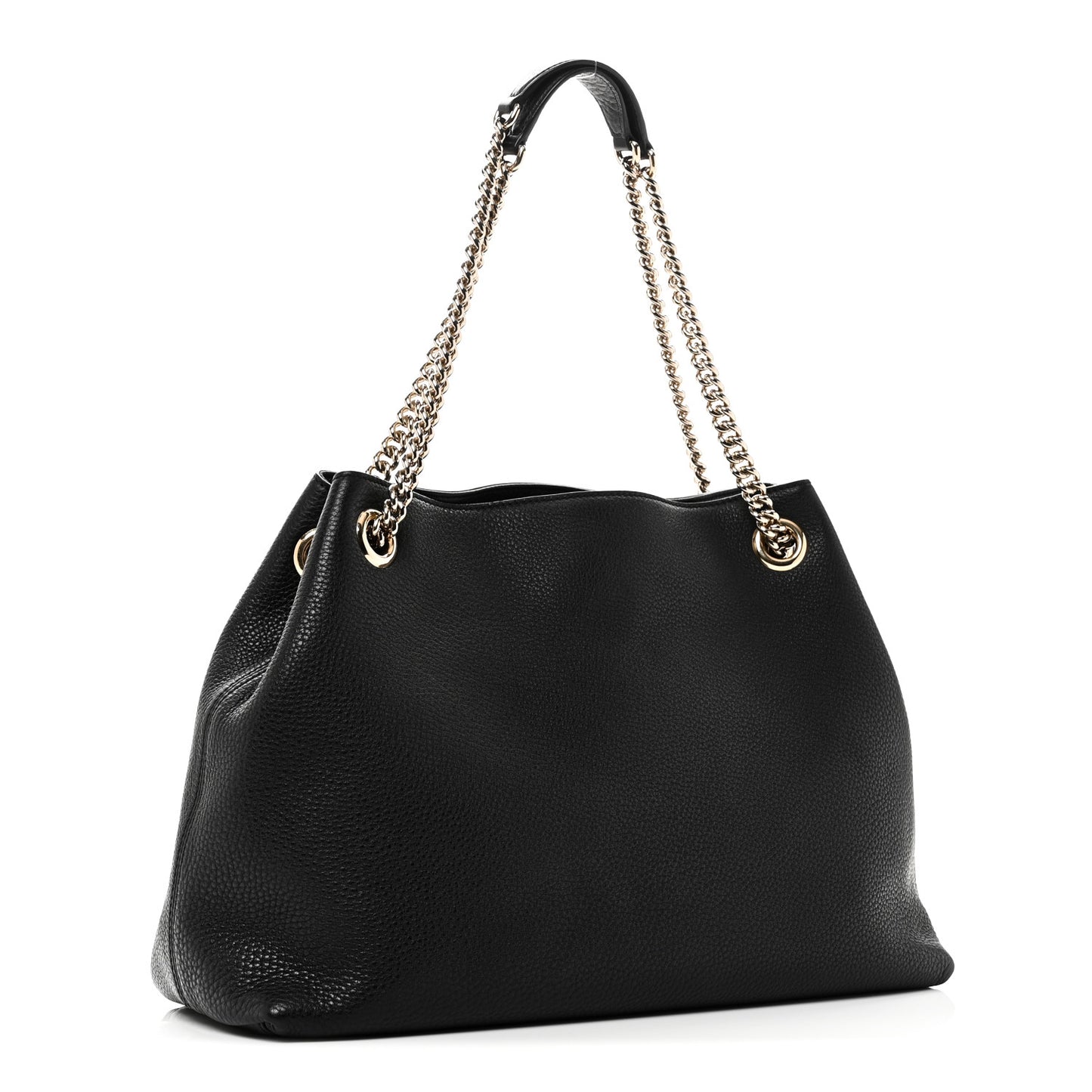 Pebbled Calfskin Medium Soho Chain Shoulder Bag Black