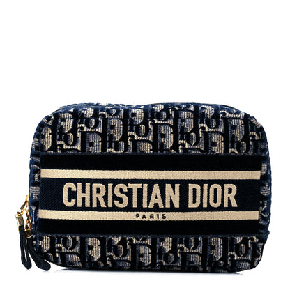 Christian Dior Velvet Oblique Cosmetic Pouch Blue 1 of 10