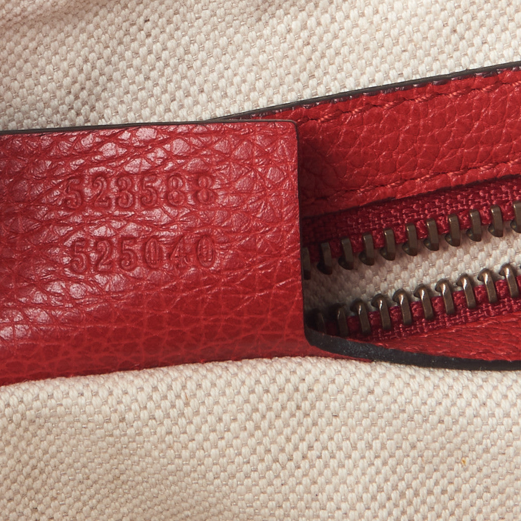 Grained Calfskin Logo Half Moon Hobo Red