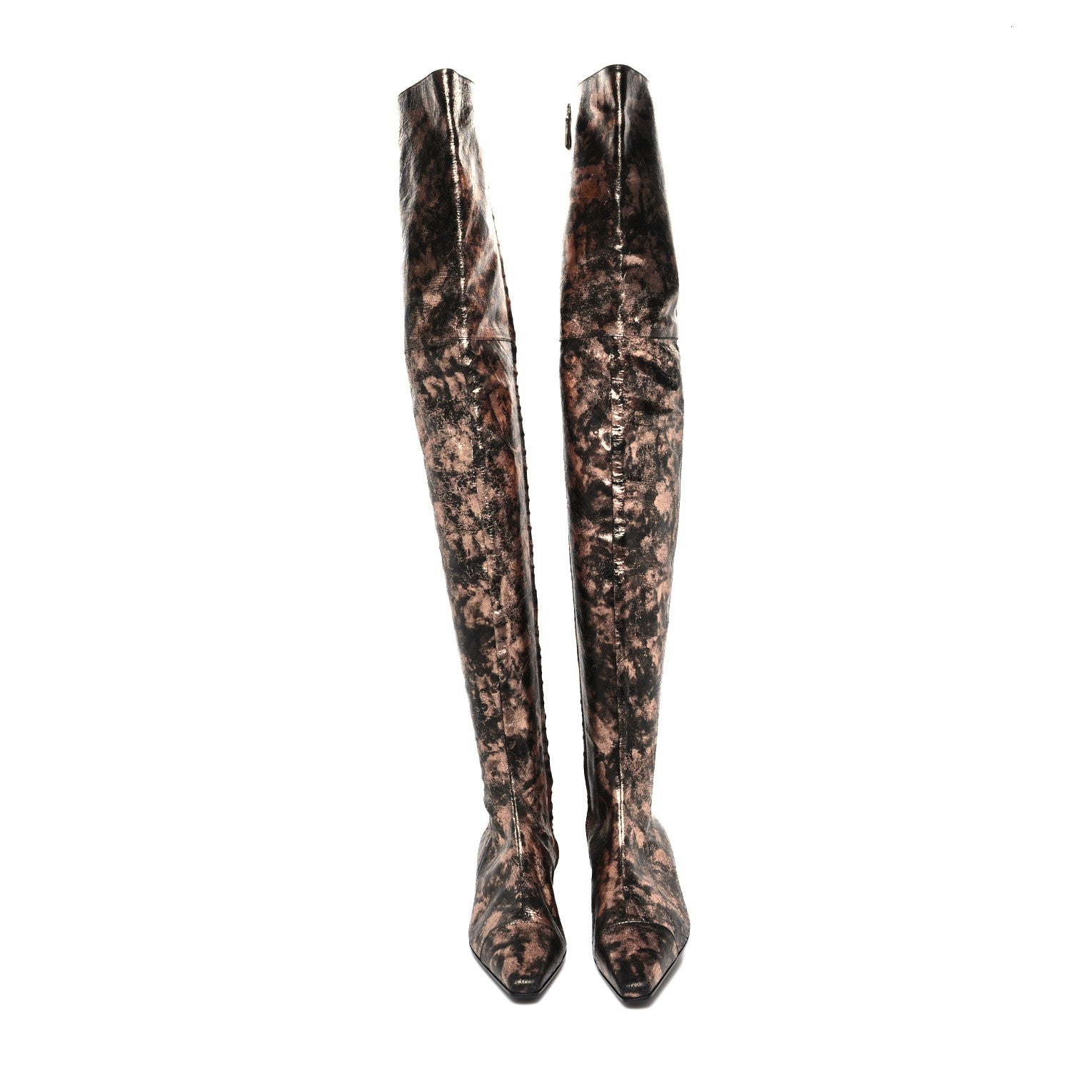 Chanel Metallic Lambskin Over the Knee Boots 37 Gold Black 2 of 7
