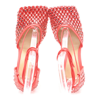 Bottega Veneta Mesh Nappa Crystal Embellished Sparkle Stretch Ankle Tie 90mm Sandals 38 Sunburst 2 of 8
