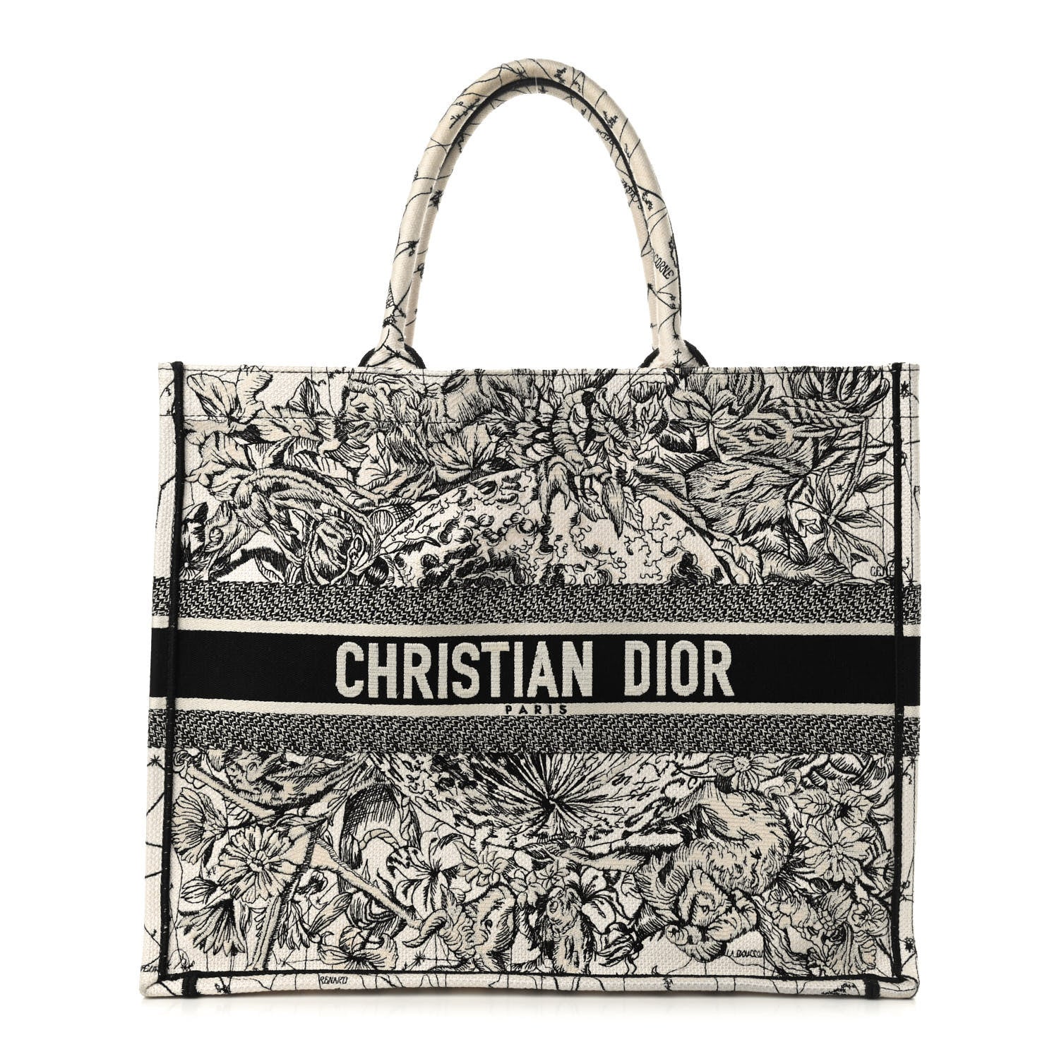 Christian Dior Canvas Embroidered Zodiac Book Tote Latte Multicolor 1 of 9