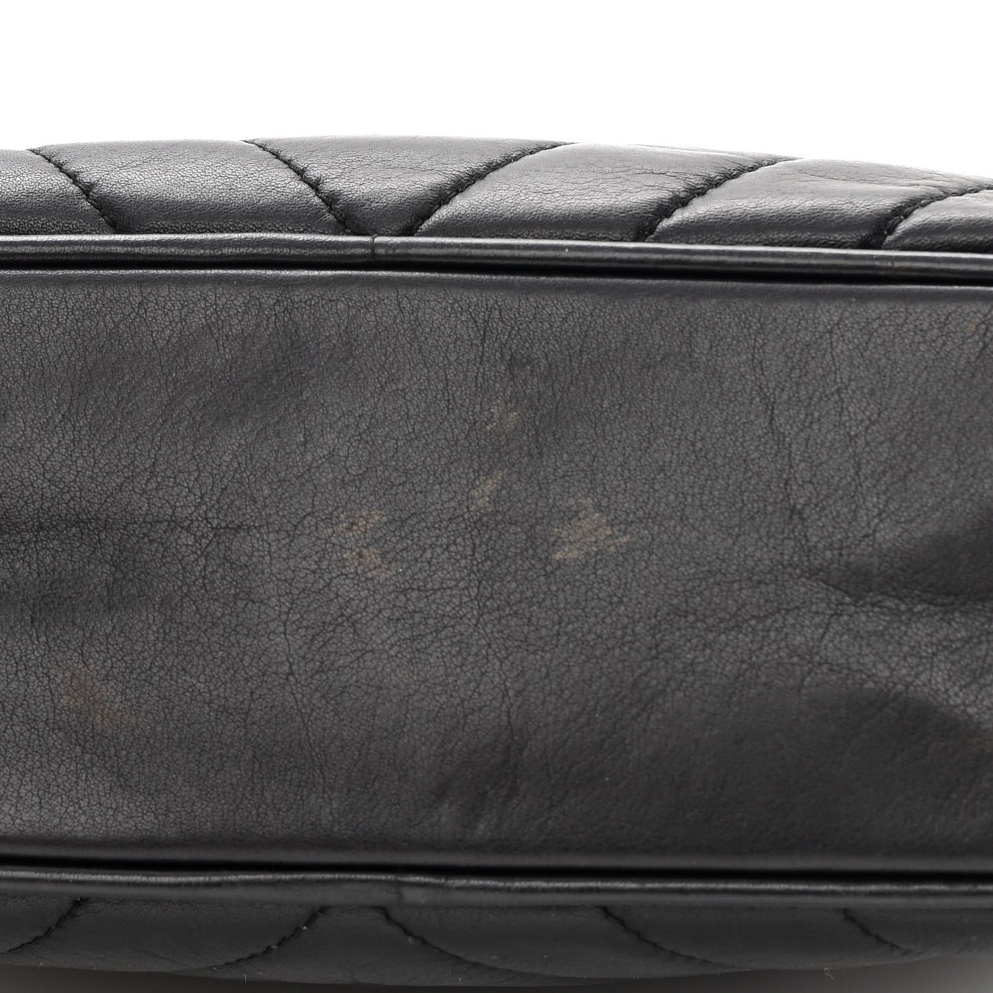 Lambskin Chevron Quilted Small Camera Case Black
