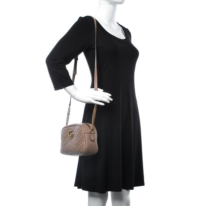 Gucci Calfskin Matelasse Small GG Marmont Chain Shoulder Bag Taupe 2 of 11