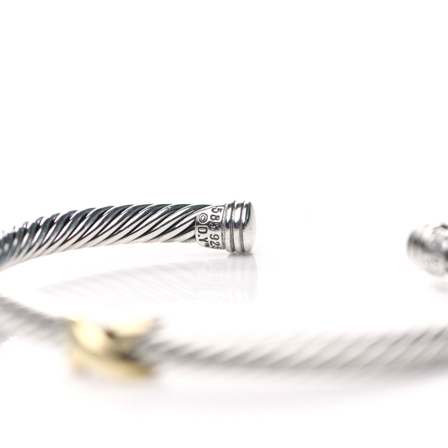 Sterling Silver 14K Yellow Gold 5mm X Station Cable Bracelet