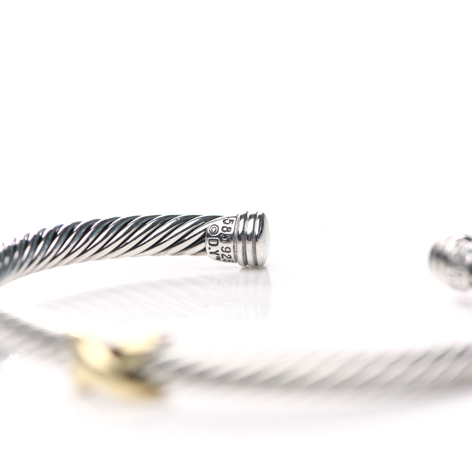 David Yurman Sterling Silver 14K Yellow Gold 5mm X Station Cable Bracelet 3 of 4