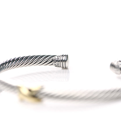 David Yurman Sterling Silver 14K Yellow Gold 5mm X Station Cable Bracelet 3 of 4