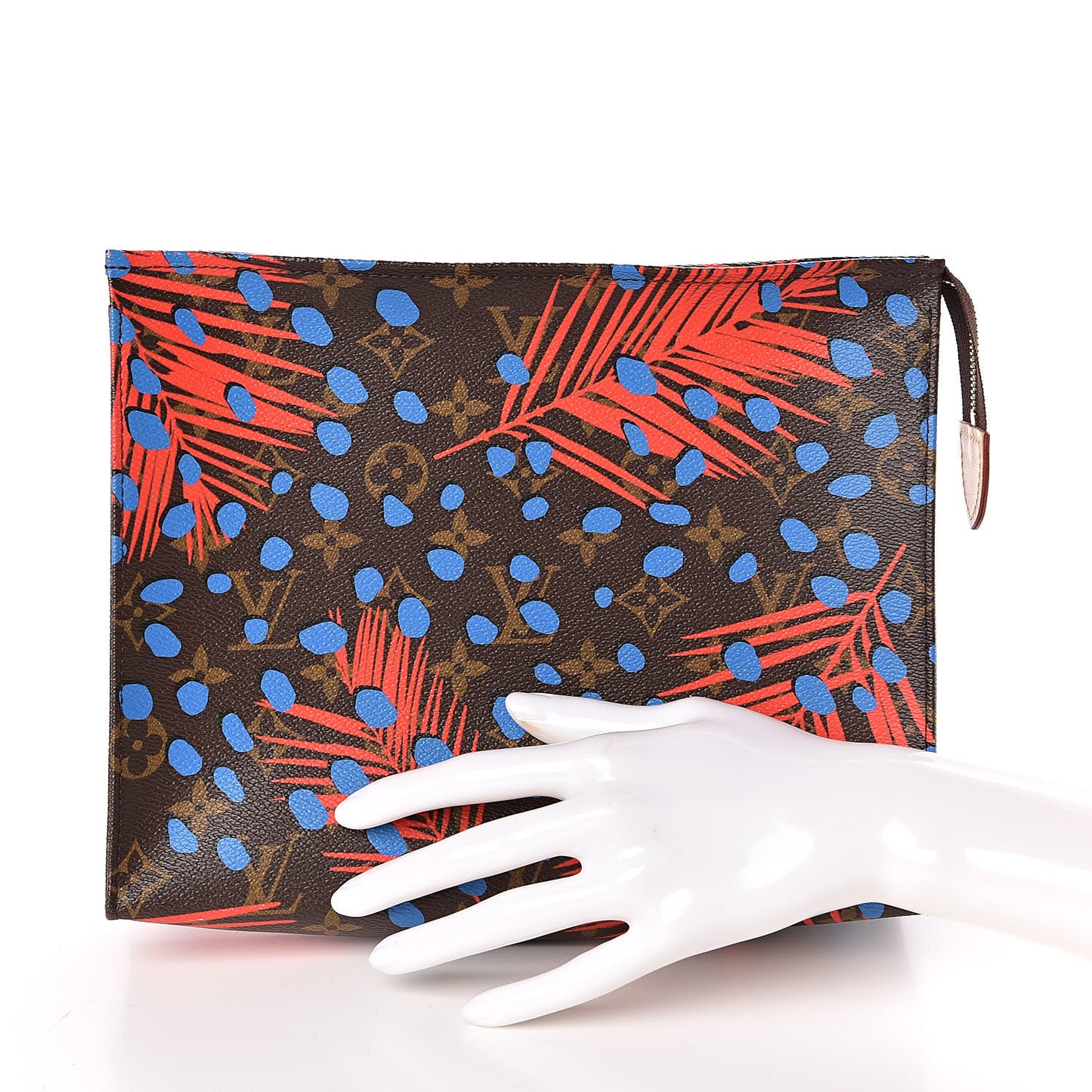 Monogram Jungle Dots Toiletry Pouch 26 Coquelicot Denim