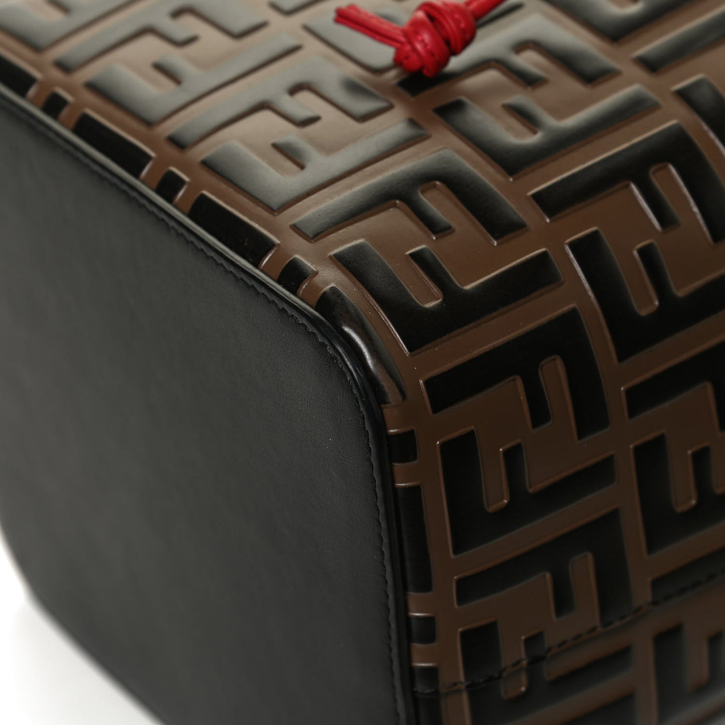 Vitello Grace F is Fendi Bi-Color FF 1974 Embossed Grande Mon Tresor Bucket Bag Maya Black Fragola