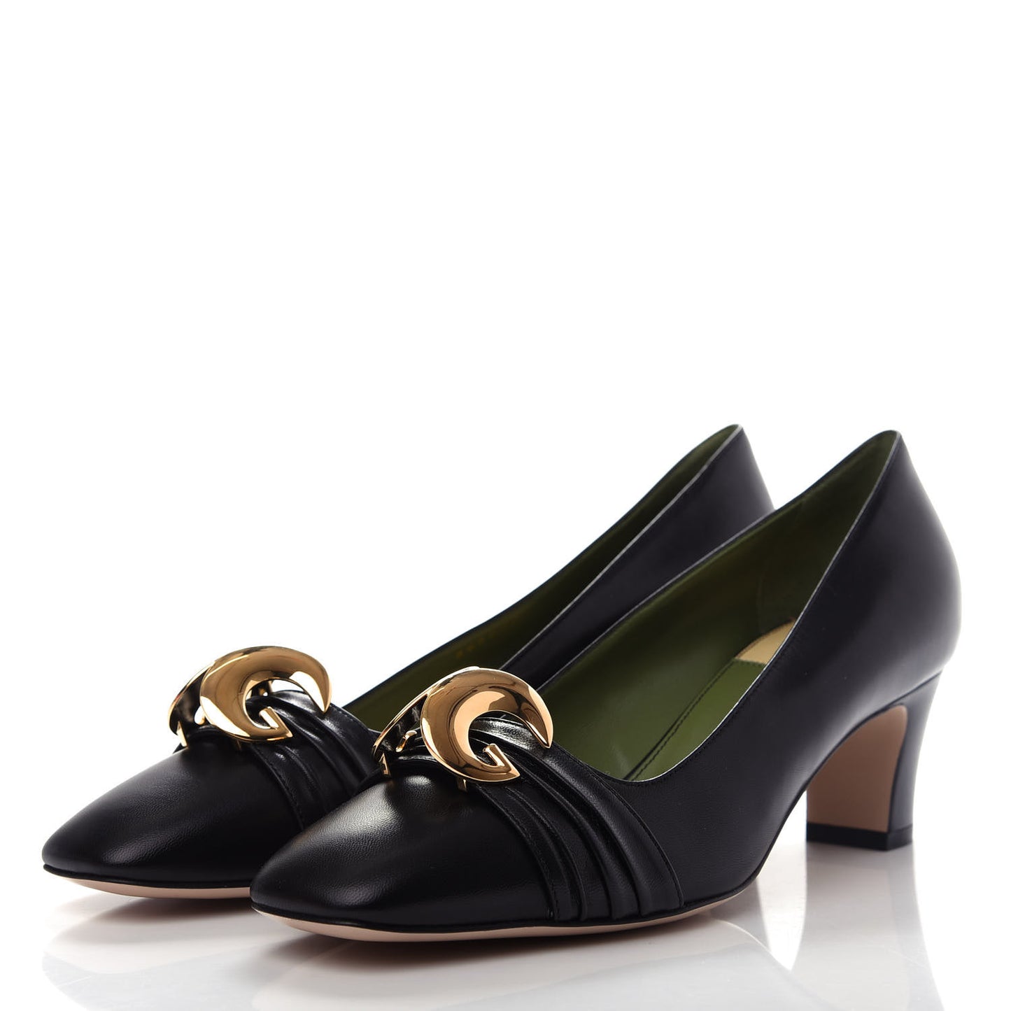 Malaga Kid Half Moon GG Square Toe Pumps 38.5 Black
