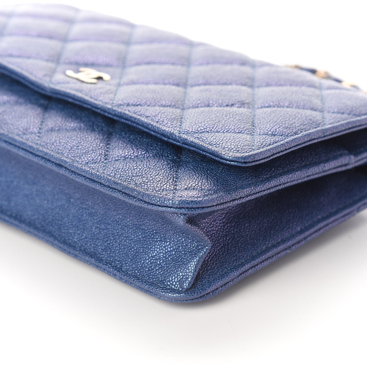 Chanel Iridescent Caviar Quilted Wallet On Chain WOC Dark Blue 8 of 8