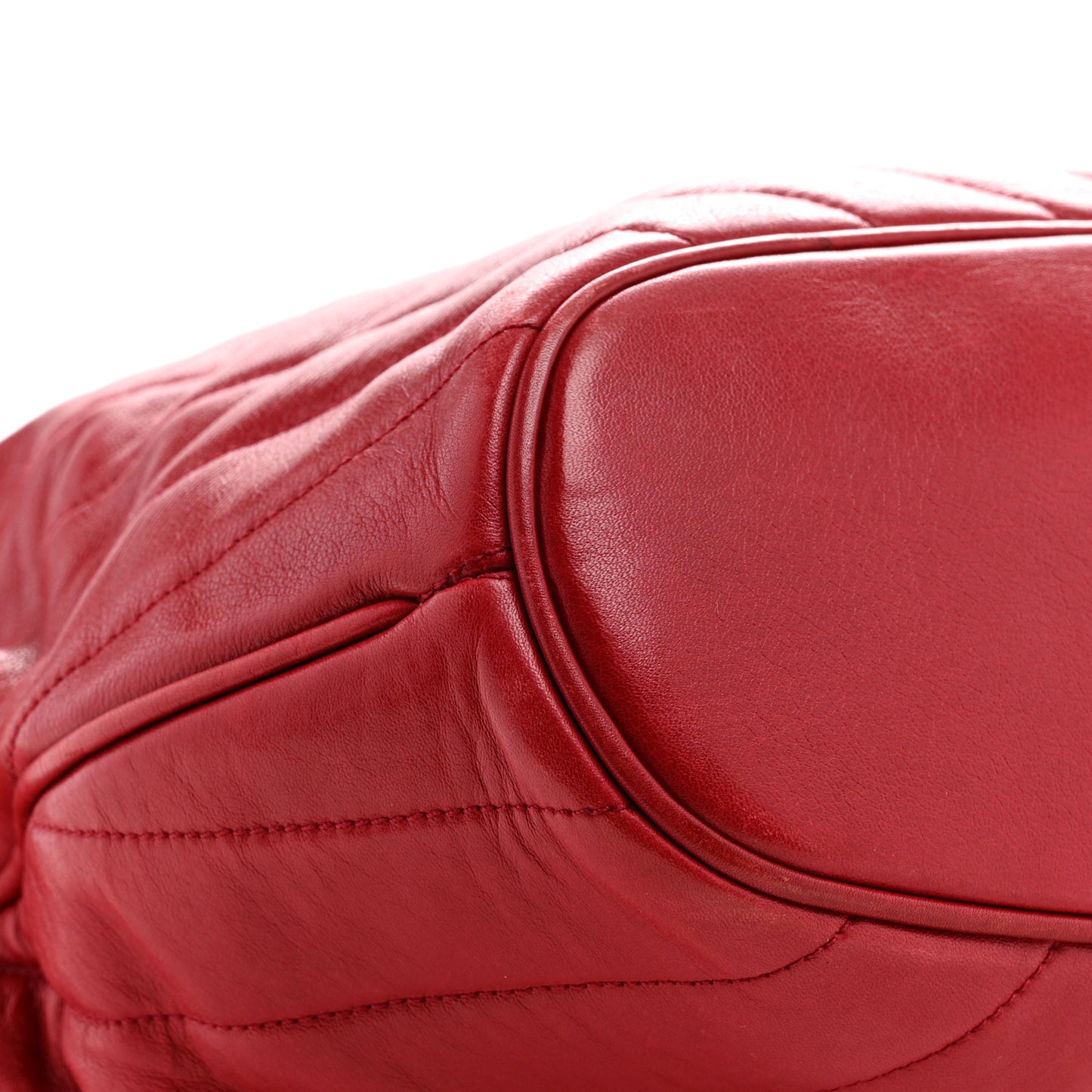 Lambskin Chevron Quilted Shoulder Bag Red