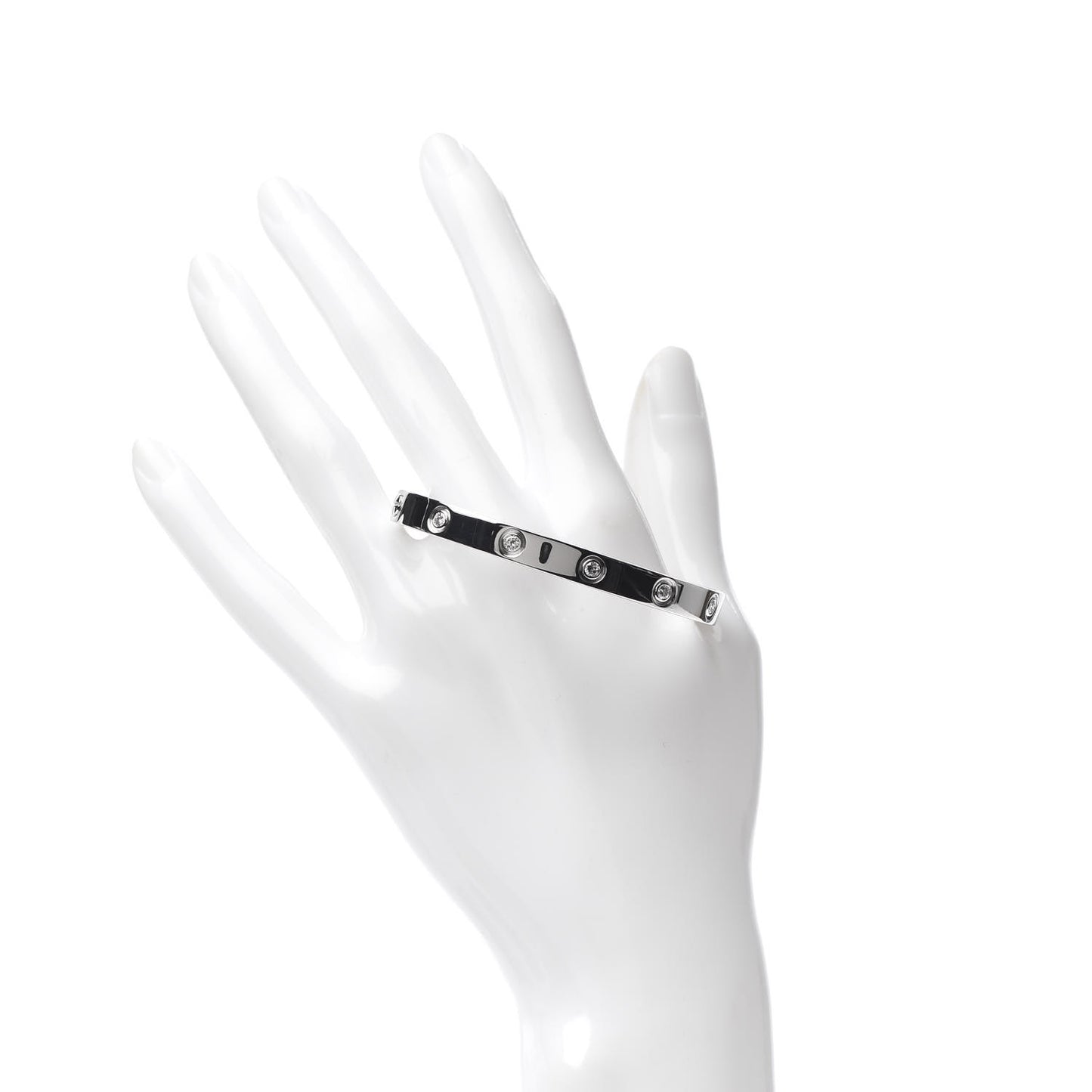 18K White Gold 10 Diamond LOVE Bracelet 17