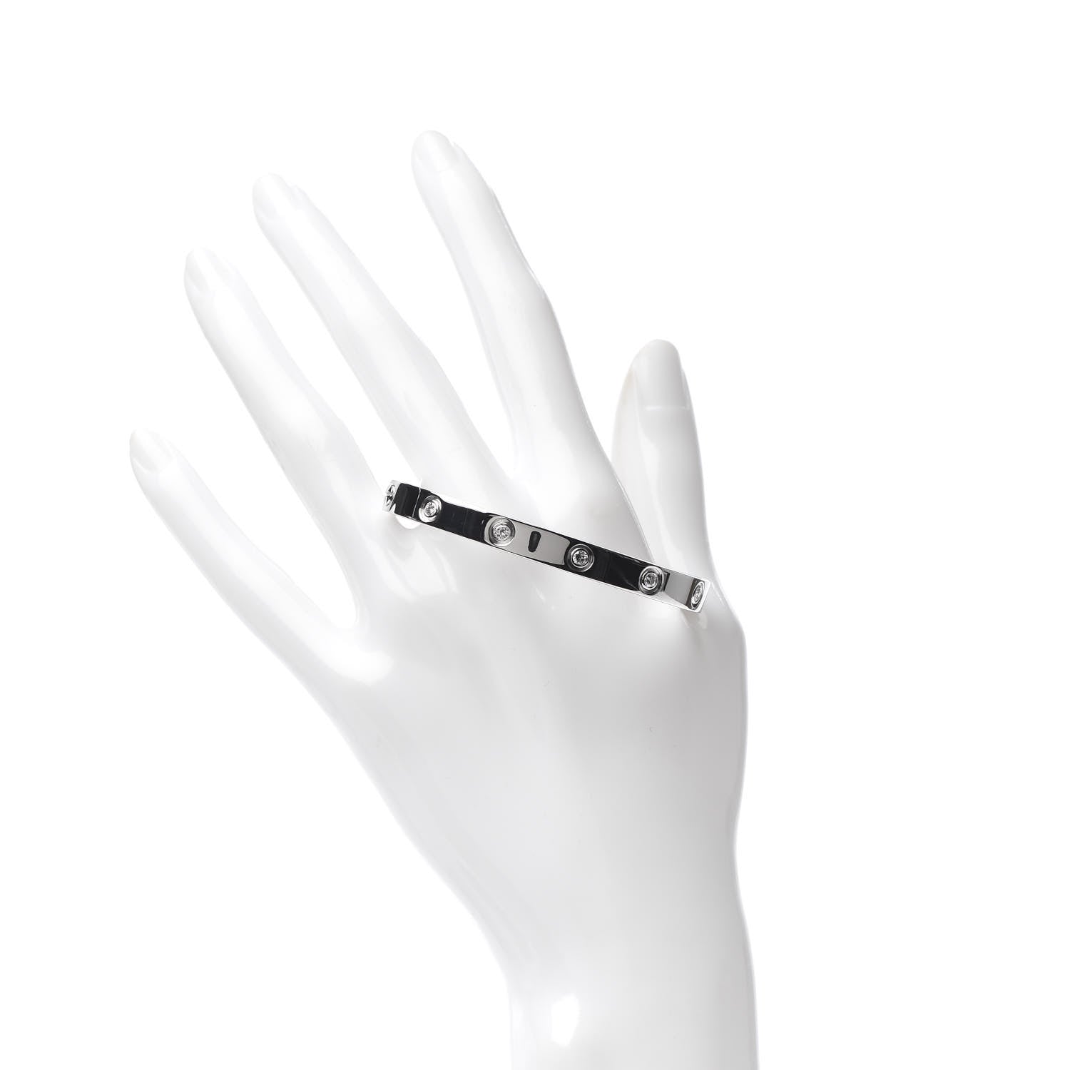 Cartier 18K White Gold 10 Diamond LOVE Bracelet 17 2 of 6