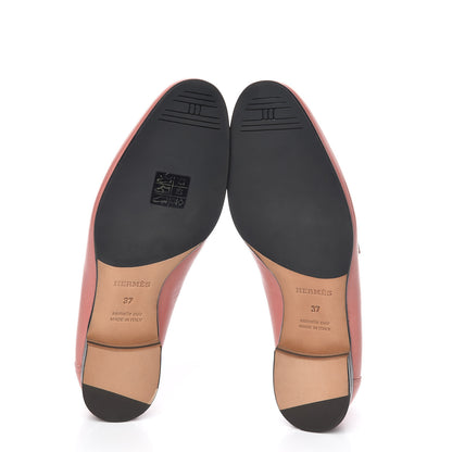 Hermes Goatskin Paris Loafers 37 Rouge Blush 5 of 9