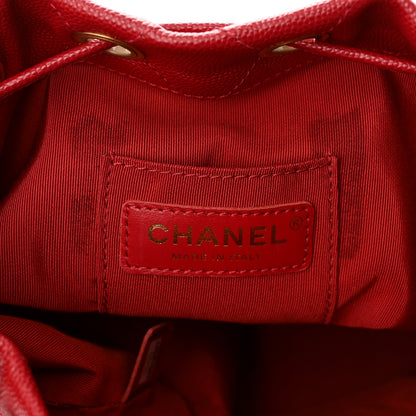 Chanel Caviar Suede Quilted Drawstring Bucket Bag Dark Red 6 of 11