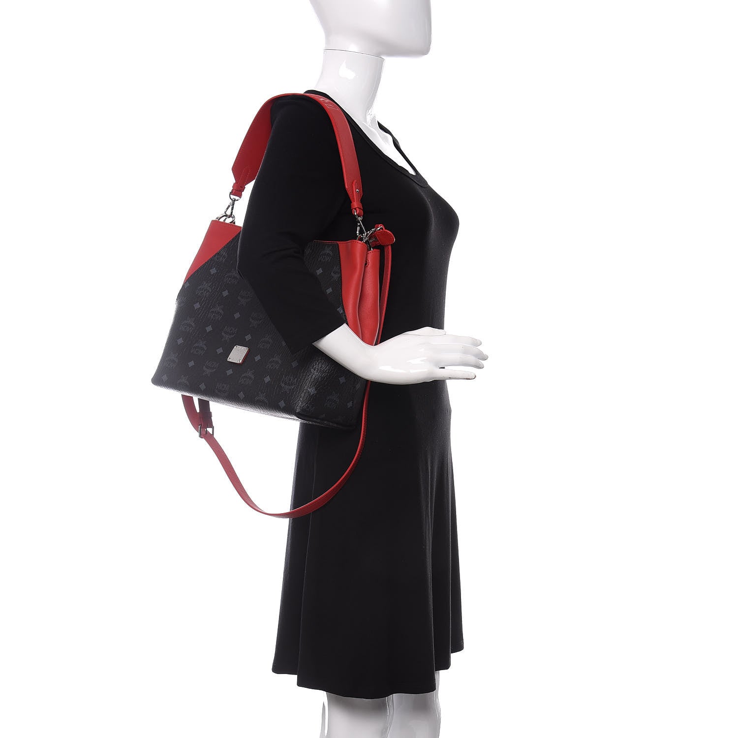 MCM Visetos Medium Klara Hobo Red Black 3 of 10