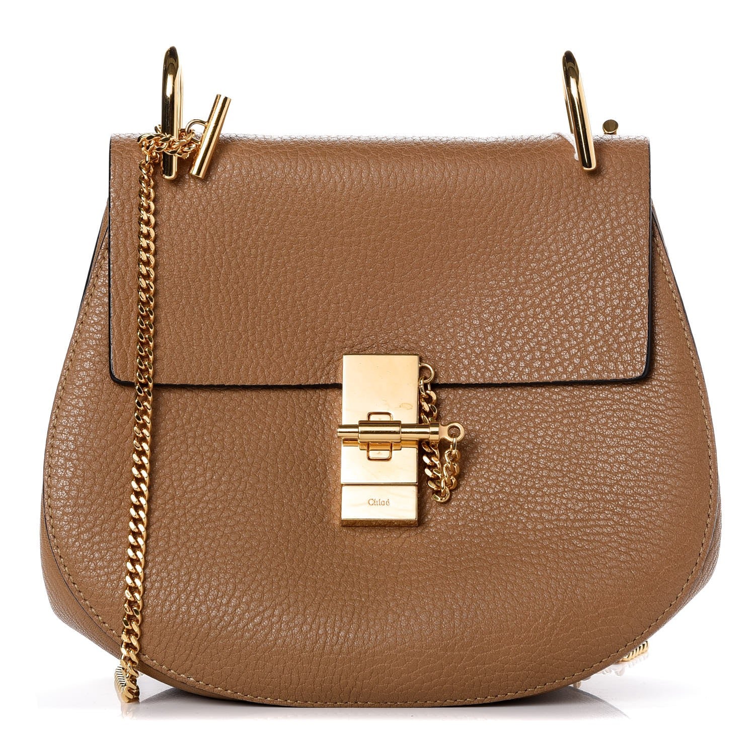 Chloe Grained Lambskin Drew Shoulder Bag Chestnut Cream 1 of 12