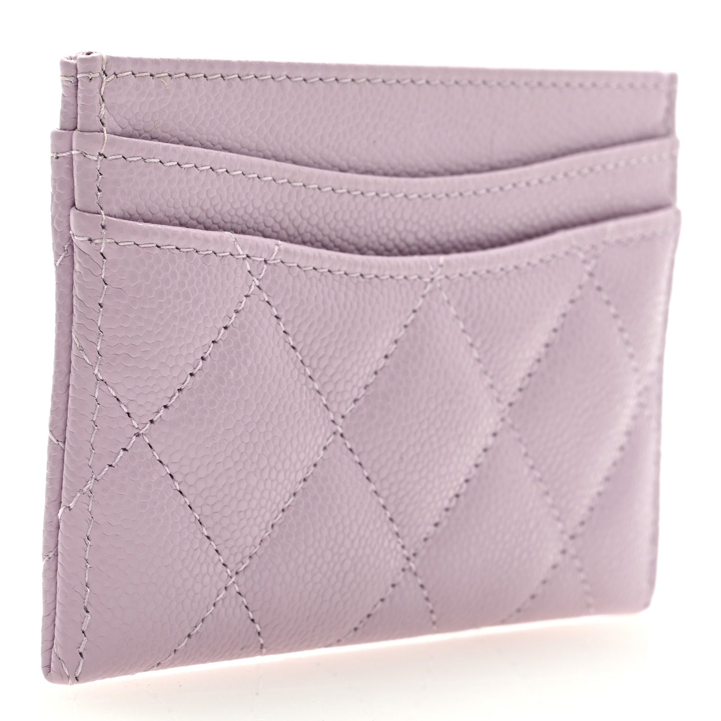 Caviar Quilted Card Holder Light Purple