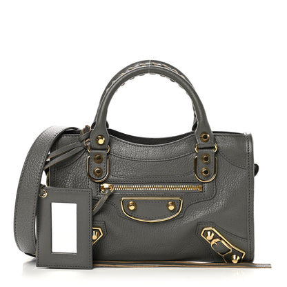 Balenciaga Chevre Gold Metallic Edge Hardware Mini City Gris Acier 1 of 11