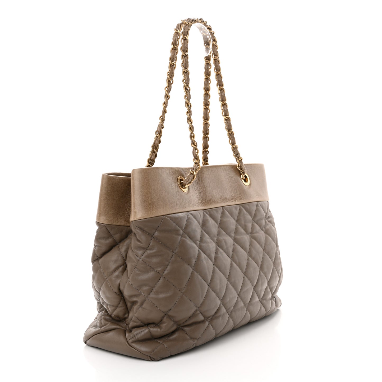 Calfskin Quilted Large Soft Elegance Tote Beige