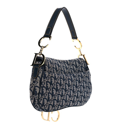 Christian Dior Monogram Double Saddle Bag Navy Blue 2 of 12