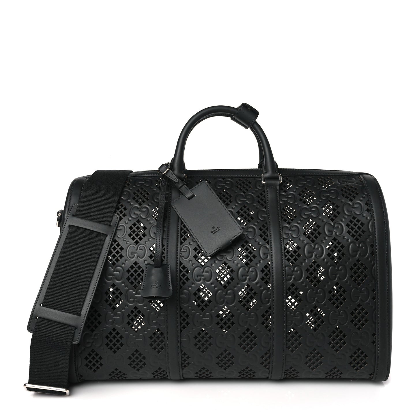Perforated GG Embossed Duffle Bag Black