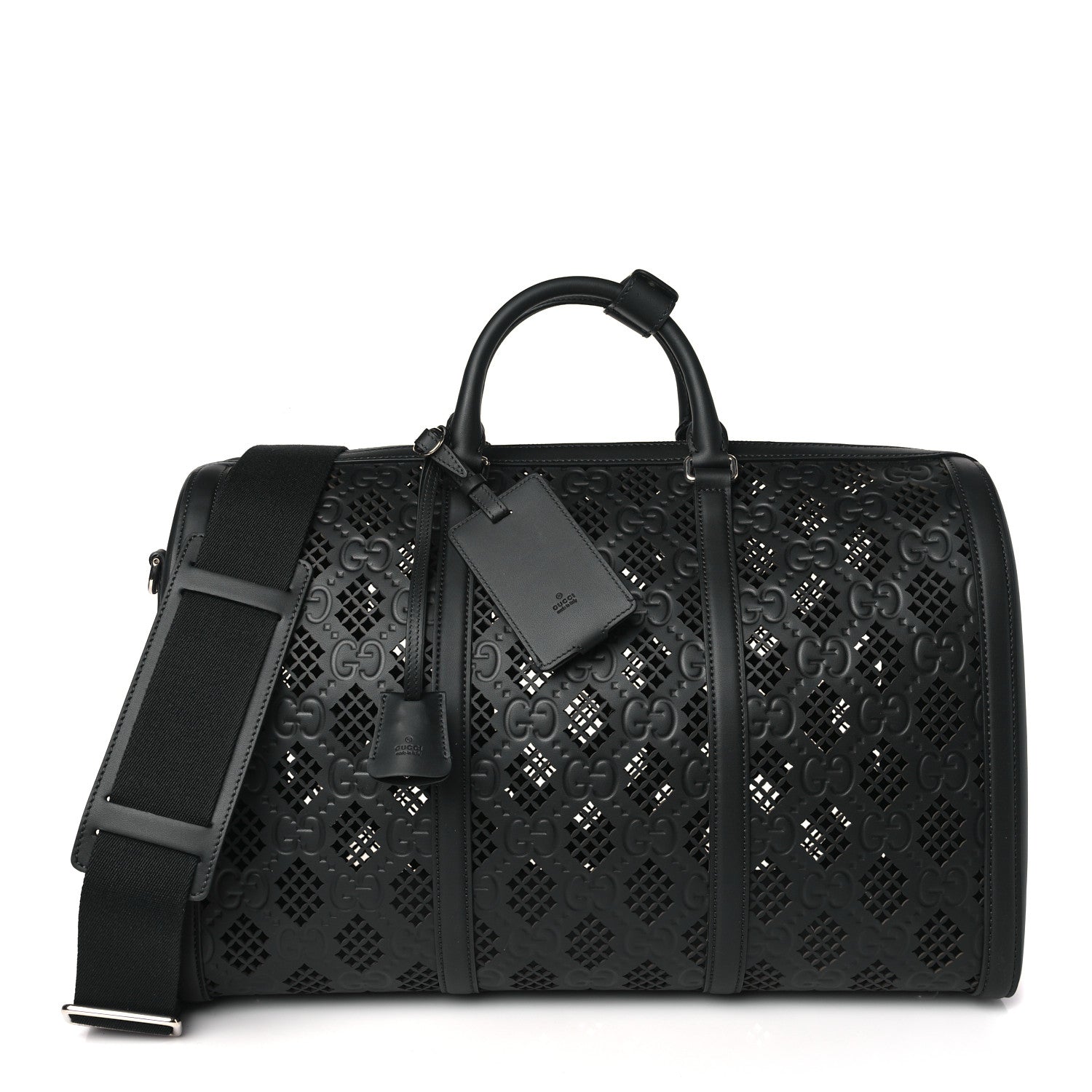 Gucci Perforated GG Embossed Duffle Bag Black 1 of 9