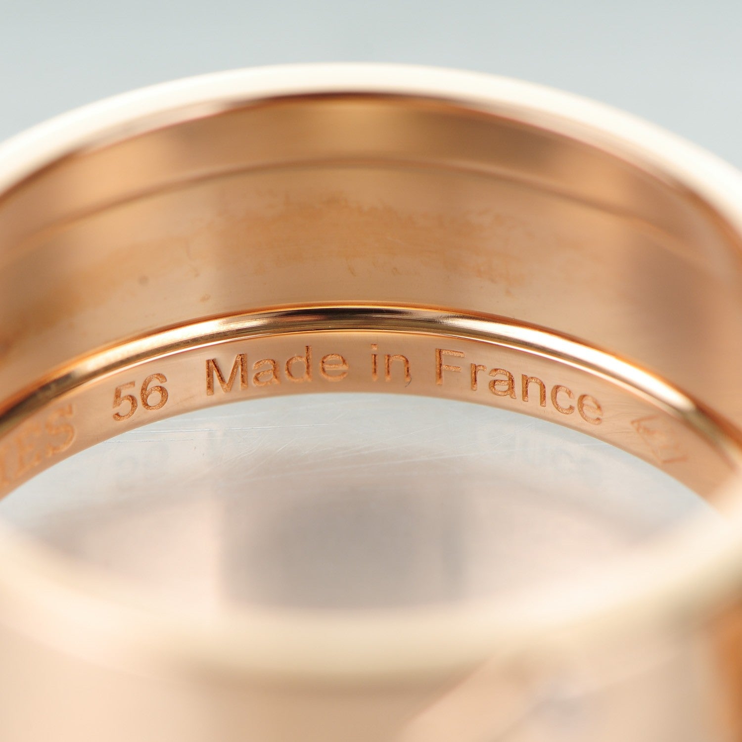 Hermes 18K Rose Gold Diamond GM Kelly Ring 56 7.5 6 of 8