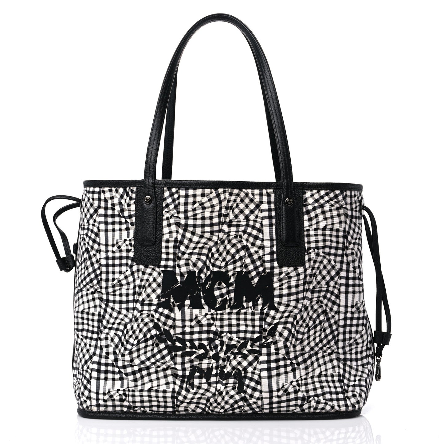 Grained Calfskin Visetos Medium Liz Reversible Shopper Tote Black