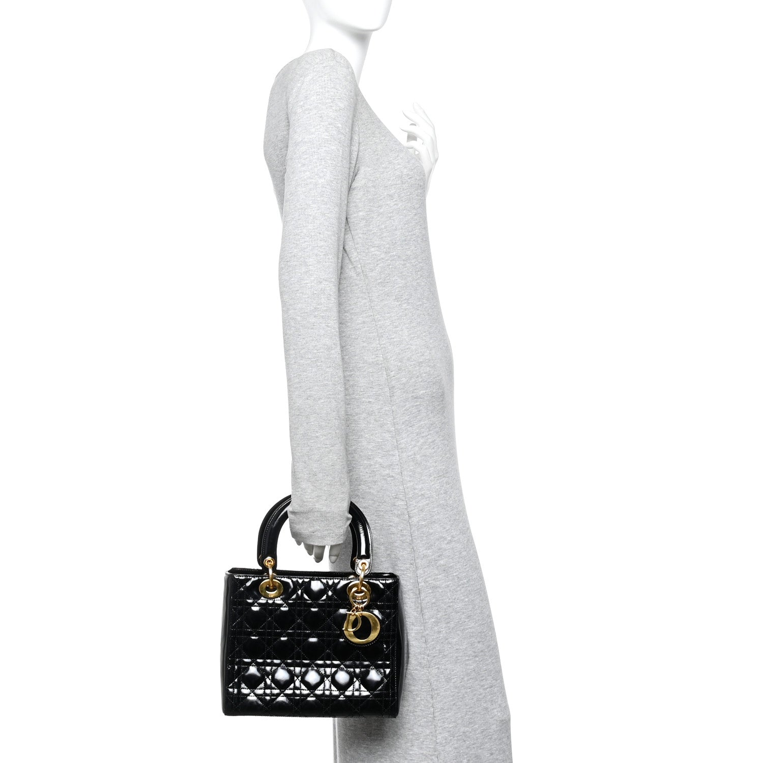 Christian Dior Patent Cannage Medium Lady Dior Black 2 of 10