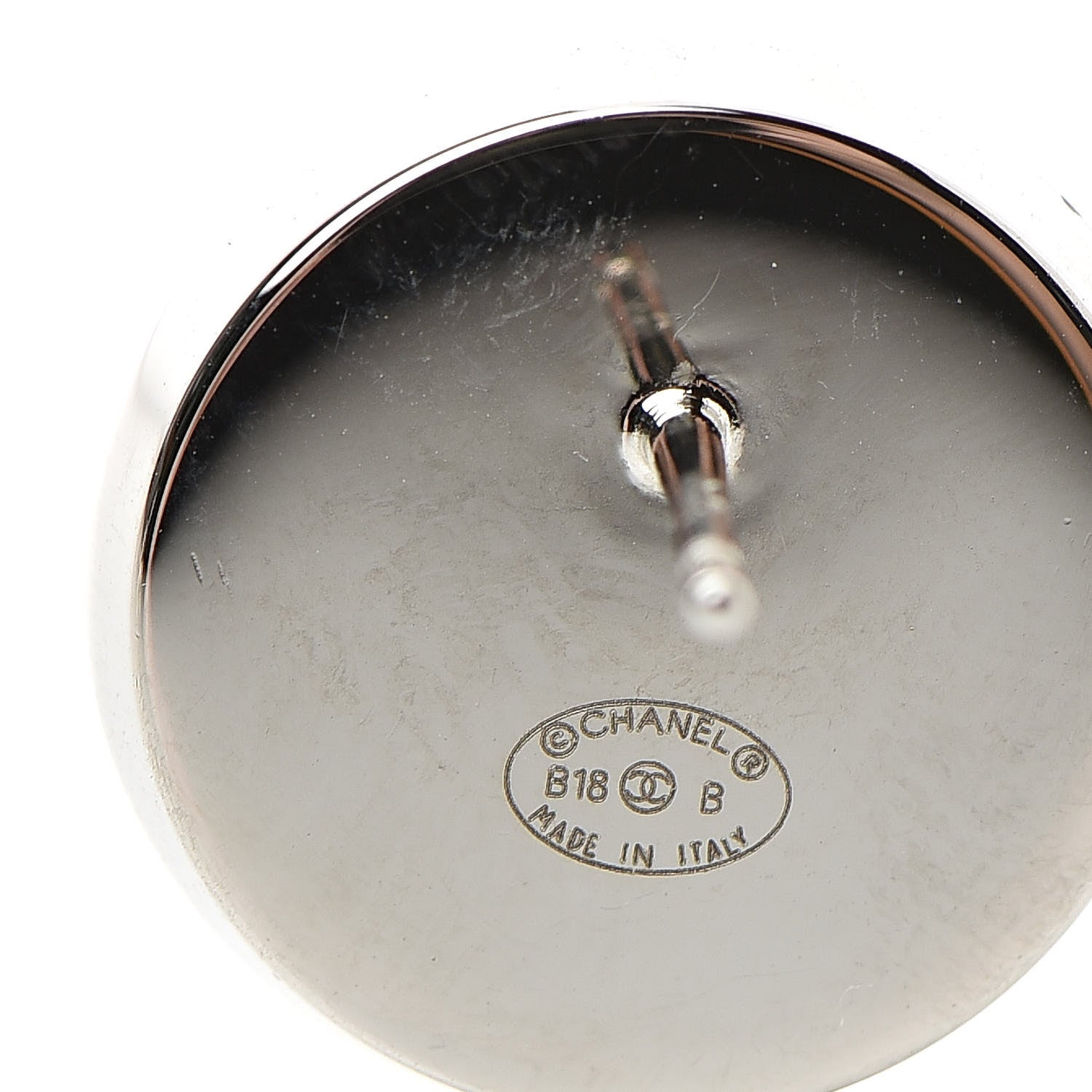 Chanel Pearl Baguette CC Round Earrings Silver 4 of 5