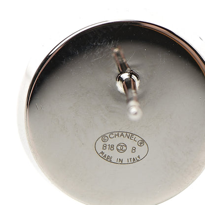 Chanel Pearl Baguette CC Round Earrings Silver 4 of 5