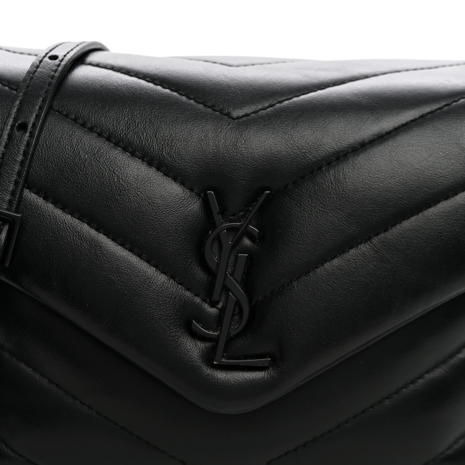 Saint Laurent Calfskin Y Quilted Monogram Monochrome Toy Loulou Crossbody Bag Black 6 of 8