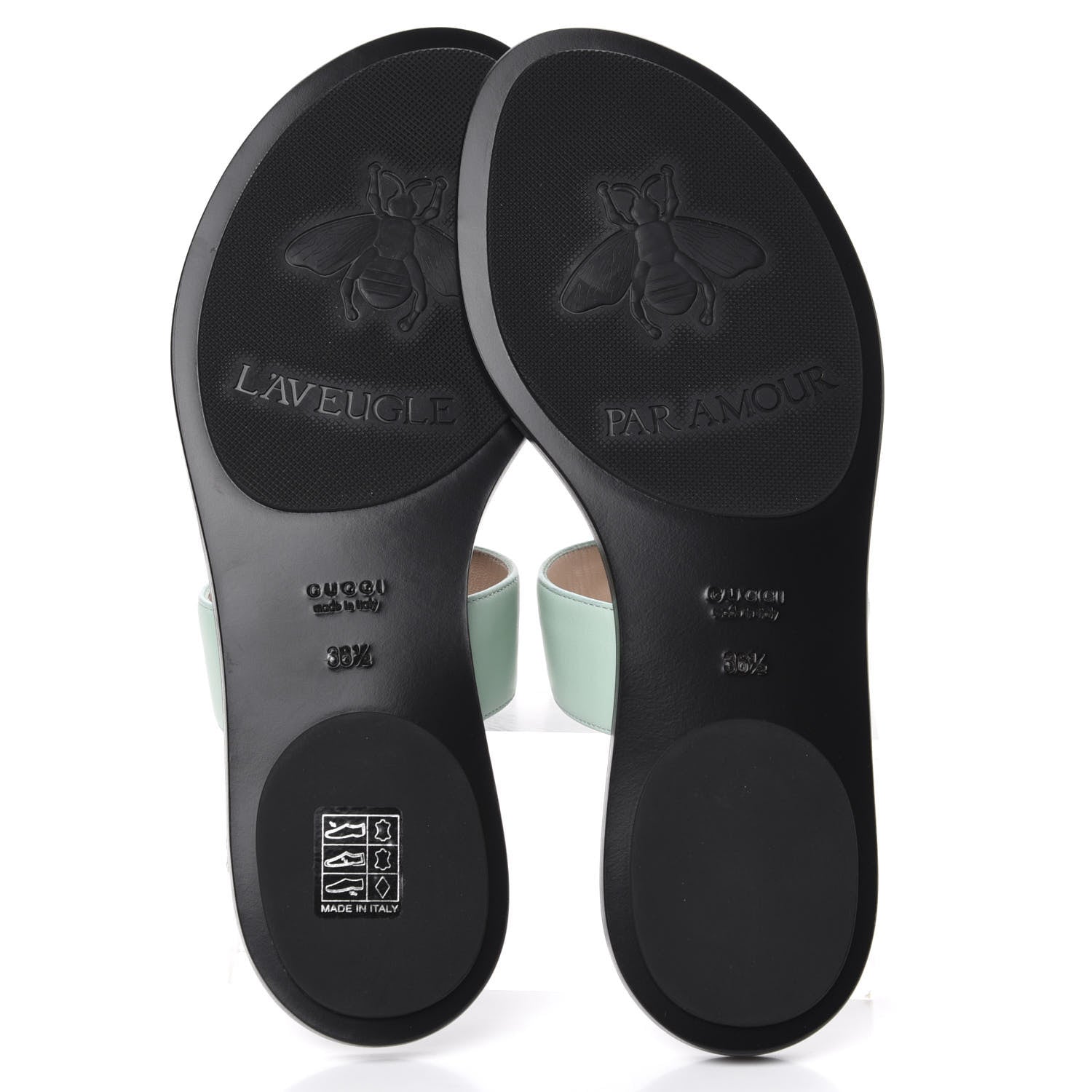 Gucci Calfskin GG Marmont Thong Sandals 36.5 Water Green 6 of 10