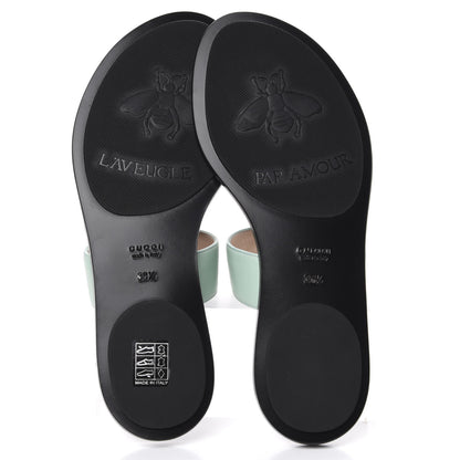 Gucci Calfskin GG Marmont Thong Sandals 36.5 Water Green 6 of 10