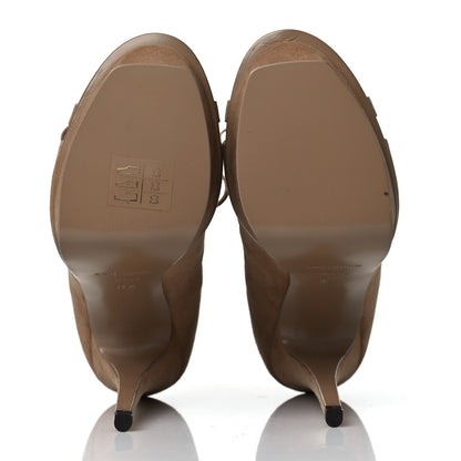 Saint Laurent Kid Scamosciato Tribute 105 Lace Up Platform Sandals 37.5 Beige 5 of 9
