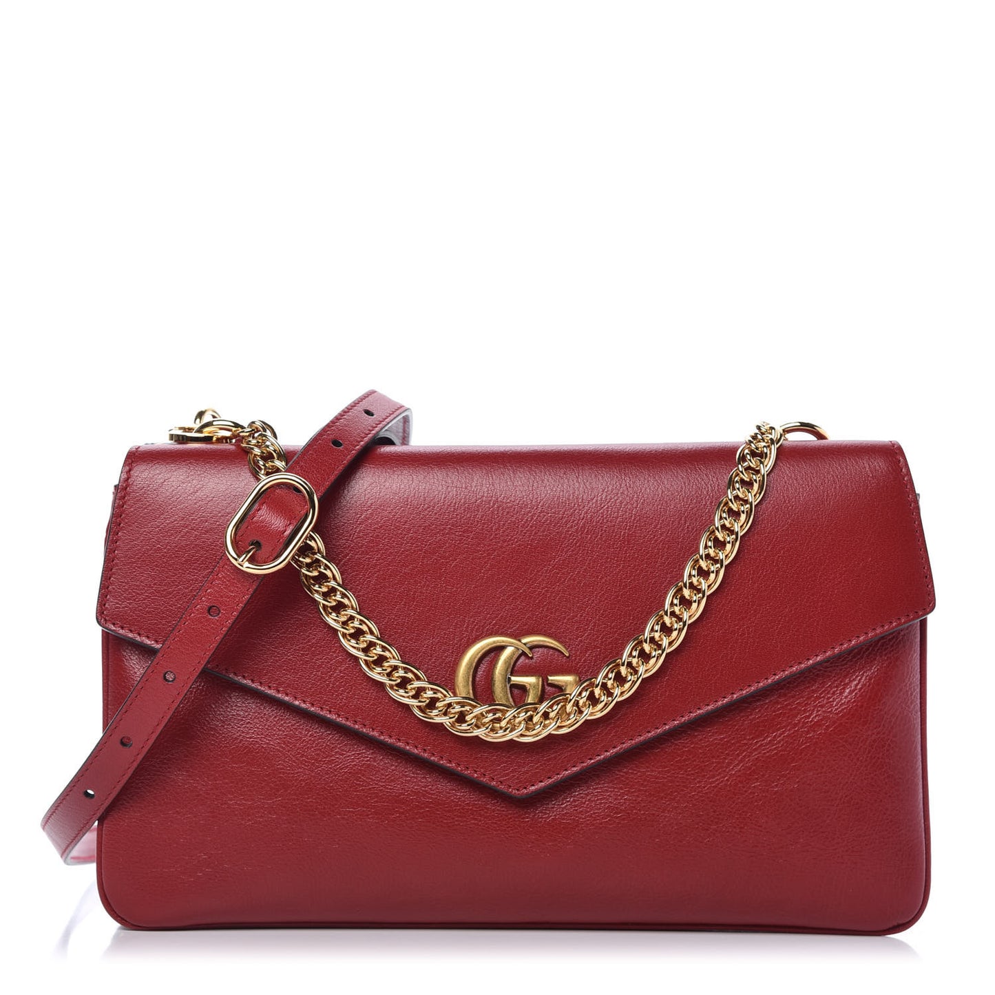 Calfskin Diagonal GG Medium Thiara Double Envelope Shoulder Bag Black Red